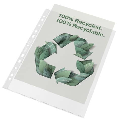 Buste a perforazione universale Esselte De Luxe f.to 22x30 cm 100% riciclate trasparenti - conf. 100 pezzi - 627503